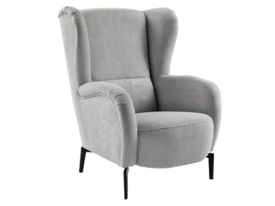 KONDELA Ramon kreslo (ušiak) sivá / čierna