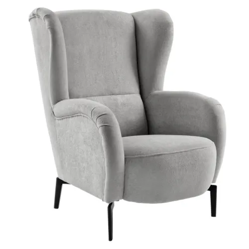 KONDELA Ramon kreslo (ušiak) sivá / čierna