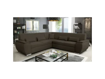 KONDELA Amila Roh P rohová sedačka s rozkladom a úložným priestorom tmavohnedá