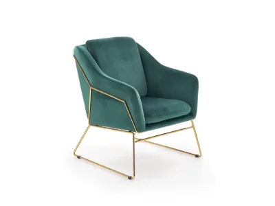 HALMAR Soft 3 kreslo tmavozelená / zlatá