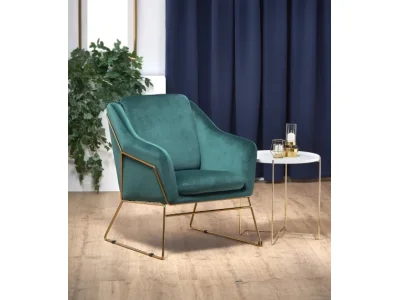 Detail produktu HALMAR Soft 3 kreslo tmavozelená / zlatá