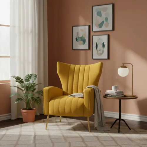 KONDELA Baret relaxačné kreslo žltá