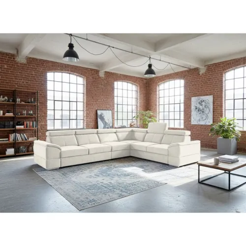 KONDELA Segoria Lux L/P rohová sedačka s rozkladom krémová