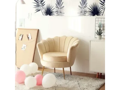 Detail produktu KONDELA Nobleo kreslo béžová (Velvet) / zlatá