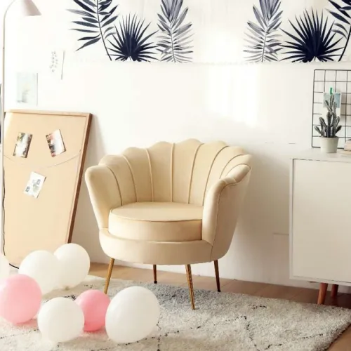 KONDELA Nobleo kreslo béžová (Velvet) / zlatá
