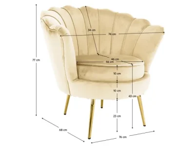 Detail produktu KONDELA Nobleo kreslo béžová (Velvet) / zlatá