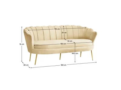 Detail produktu KONDELA Nobleo Typ 2 trojsedačka béžová (Velvet) / zlatá