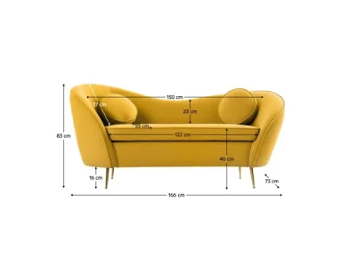 Detail produktu KONDELA Ezio Typ 2 dvojsedačka žltá (Velvet) / zlatá