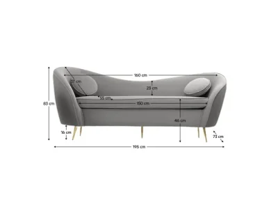 Detail produktu KONDELA Ezio Typ 3 trojsedačka sivá (Velvet) / zlatá