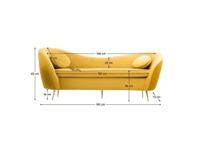 Detail produktu KONDELA Ezio Typ 3 trojsedačka žltá (Velvet) / zlatá