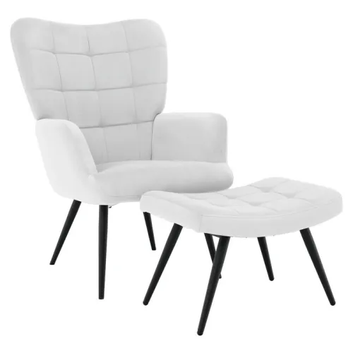 KONDELA Haben kreslo s podnožou svetlosivá (Velvet) / čierna