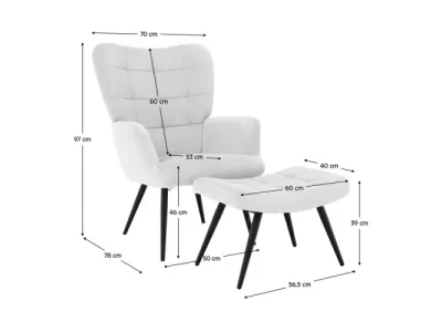 Detail produktu KONDELA Haben kreslo s podnožou svetlosivá (Velvet) / čierna