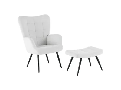 Detail produktu KONDELA Haben kreslo s podnožou svetlosivá (Velvet) / čierna