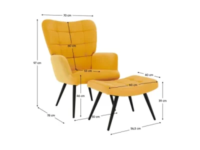 Detail produktu KONDELA Haben kreslo s podnožou žltá (Velvet) / čierna