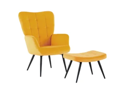 Detail produktu KONDELA Haben kreslo s podnožou žltá (Velvet) / čierna