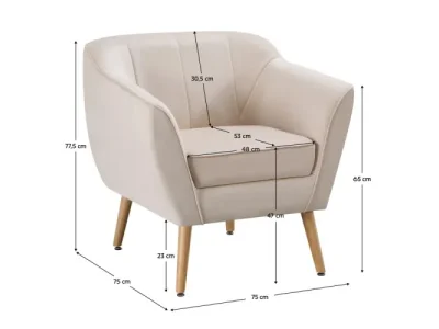 Detail produktu KONDELA Vioda dizajnové kreslo béžová (Velvet) / prírodná