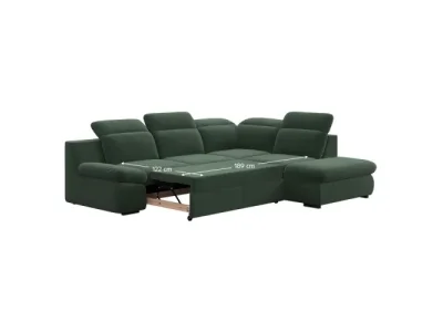 Detail produktu KONDELA Loreta Roh P rohová sedačka s rozkladom a úložným priestorom zelená