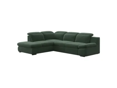 KONDELA Loreta Roh L rohová sedačka s rozkladom a úložným priestorom zelená