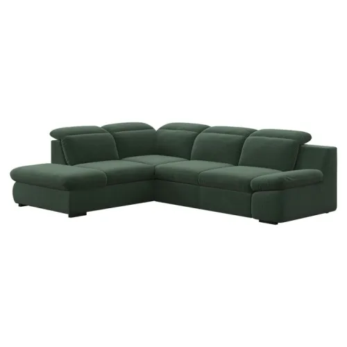 KONDELA Loreta Roh L rohová sedačka s rozkladom a úložným priestorom zelená