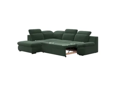 Detail produktu KONDELA Loreta Roh L rohová sedačka s rozkladom a úložným priestorom zelená