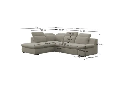 Detail produktu KONDELA Loreta Roh L rohová sedačka s rozkladom a úložným priestorom hnedosivá (taupe)