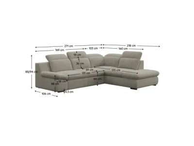 Detail produktu KONDELA Loreta Roh P rohová sedačka s rozkladom a úložným priestorom hnedosivá (taupe)