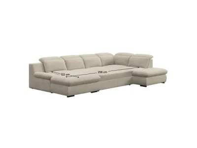 Detail produktu KONDELA Loreta Roh U P rohová sedačka u s rozkladom a úložným priestorom piesková