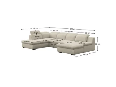 Detail produktu KONDELA Loreta Roh U L rohová sedačka u s rozkladom a úložným priestorom piesková