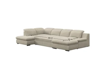 Detail produktu KONDELA Loreta Roh U L rohová sedačka u s rozkladom a úložným priestorom piesková