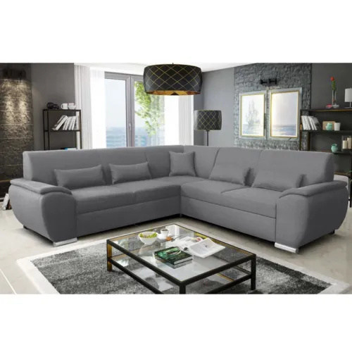 KONDELA Amila Roh P rohová sedačka s rozkladom a úložným priestorom svetlosivá