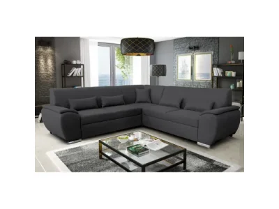 KONDELA Amila Roh L rohová sedačka s rozkladom a úložným priestorom tmavosivá