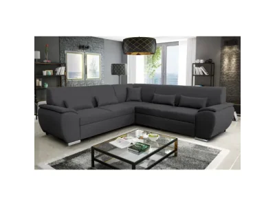 KONDELA Amila Roh P rohová sedačka s rozkladom a úložným priestorom tmavosivá