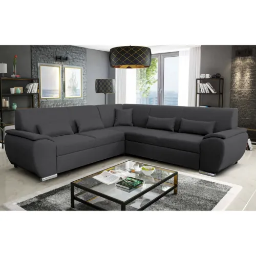 KONDELA Amila Roh P rohová sedačka s rozkladom a úložným priestorom tmavosivá