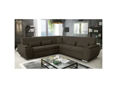 KONDELA Amila Roh L rohová sedačka s rozkladom a úložným priestorom tmavohnedá