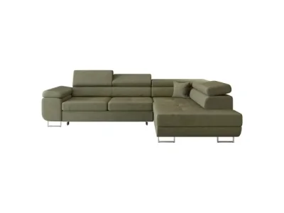 Detail produktu KONDELA Anton Roh P rohová sedačka s rozkladom a úložným priestorom olivovo zelená