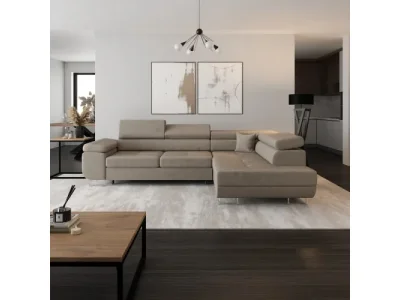 KONDELA Anton Roh P rohová sedačka s rozkladom a úložným priestorom béžová