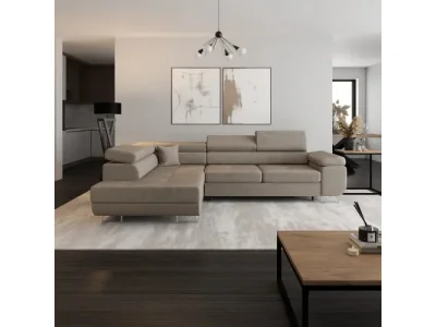 KONDELA Anton Roh L rohová sedačka s rozkladom a úložným priestorom béžová