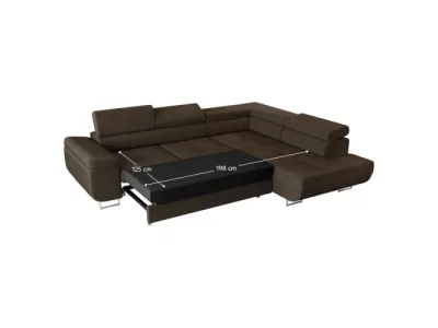Detail produktu KONDELA Anton Roh P rohová sedačka s rozkladom a úložným priestorom hnedá