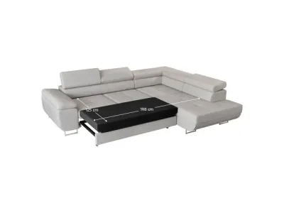 Detail produktu KONDELA Anton Roh P rohová sedačka s rozkladom a úložným priestorom svetlosivá