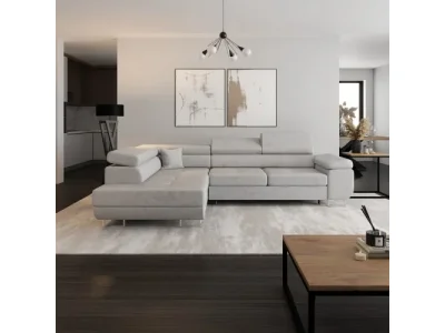 Detail produktu KONDELA Anton Roh L rohová sedačka s rozkladom a úložným priestorom svetlosivá