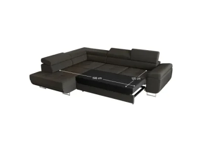 Detail produktu KONDELA Anton Roh L rohová sedačka s rozkladom a úložným priestorom tmavosivá