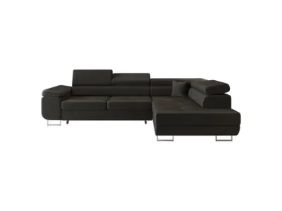 Detail produktu KONDELA Anton Roh P rohová sedačka s rozkladom a úložným priestorom tmavosivá