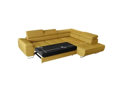 Detail produktu KONDELA Anton Roh P rohová sedačka s rozkladom a úložným priestorom žltá