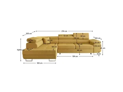 Detail produktu KONDELA Anton Roh L rohová sedačka s rozkladom a úložným priestorom žltá