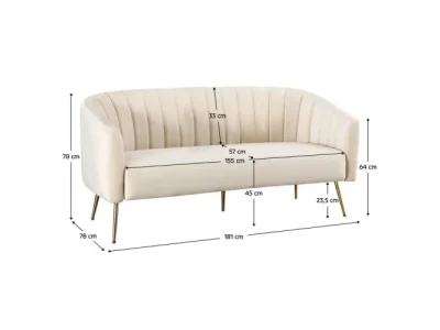 Detail produktu KONDELA Bagy trojsedačka béžová / zlatá