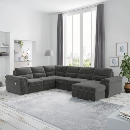 KONDELA Hella Roh U L rohová sedačka u s rozkladom grafit