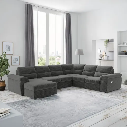 KONDELA Hella Roh U P rohová sedačka u s rozkladom grafit