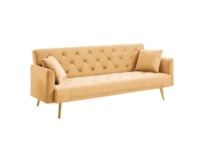 Detail produktu KONDELA Alisia rozkladacia pohovka horčicová / gold chróm zlatý