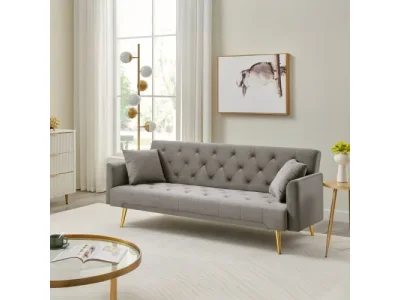 KONDELA Alisia rozkladacia pohovka sivohnedá (taupe) / gold chróm zlatý