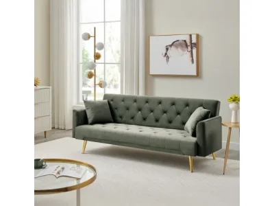 KONDELA Alisia rozkladacia pohovka tmavozelená / gold chróm zlatý